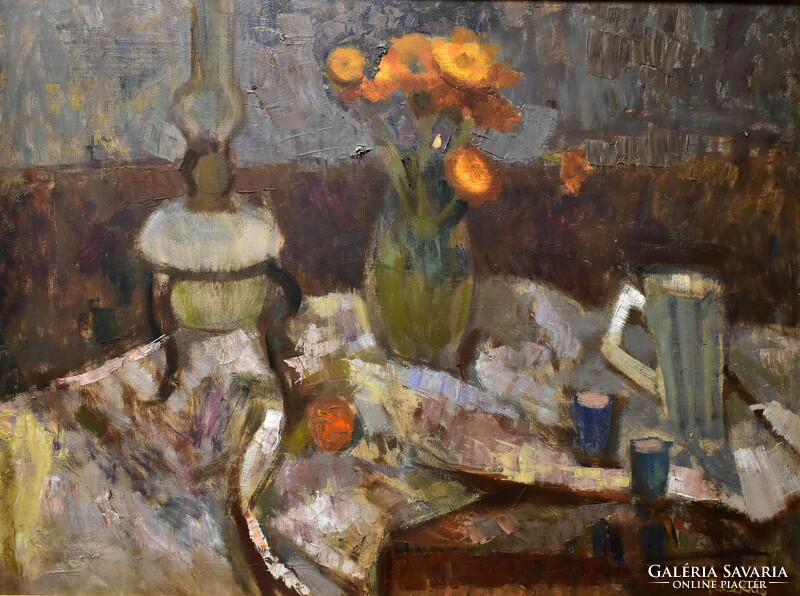 Magdolna potter (1933): still life with kerosene lamp
