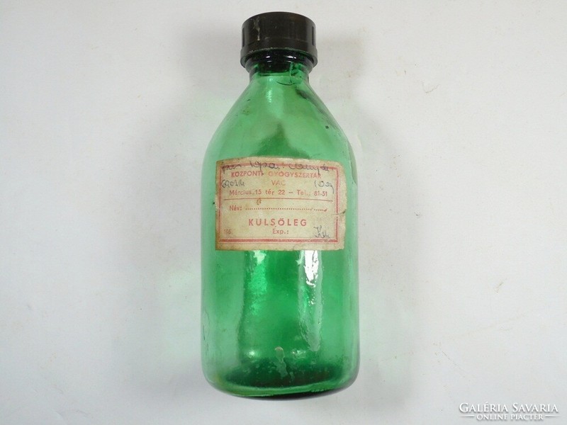 Retro régi jelzett Vác papír címkés gyógyszertár gyógyszeres patika patikai üveg palack - 200 ml