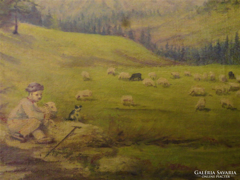 Gustáv mallý: shepherd with flock