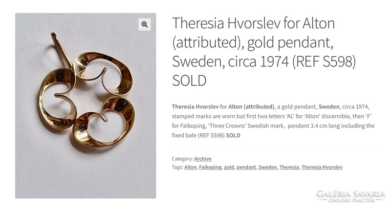 Karácsonyra ritka Skandináv  design ékszer. Svéd modernista ezüst medál 1976-ból ( modern )
