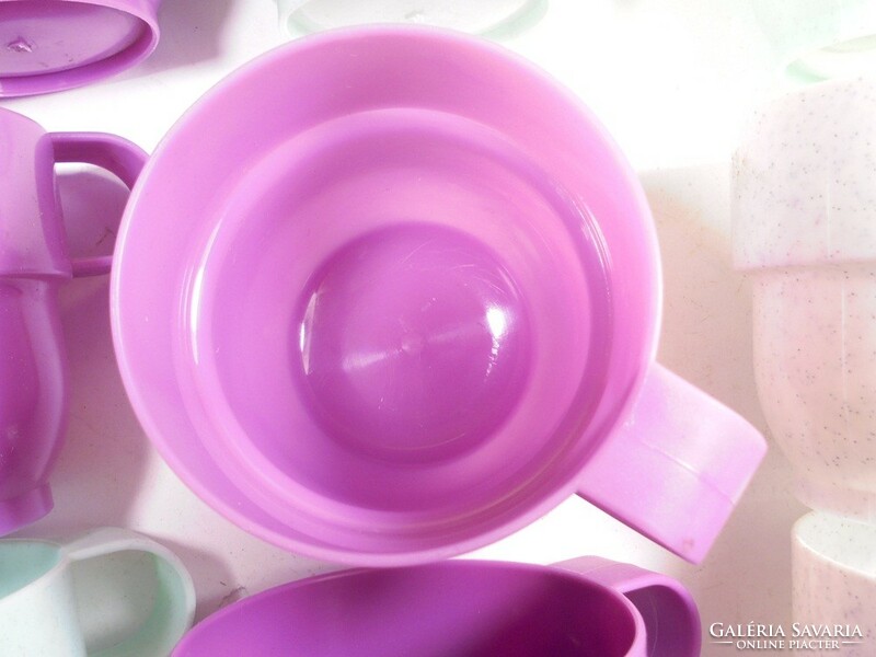 Retro old colorful kindergarten kindergarten plastic cup mug cup - 8 cm high - 9 pcs