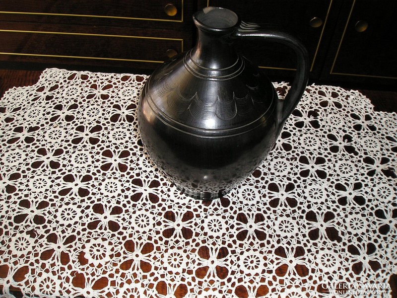 Karcagi ceramics - black ear jar, 30 cm