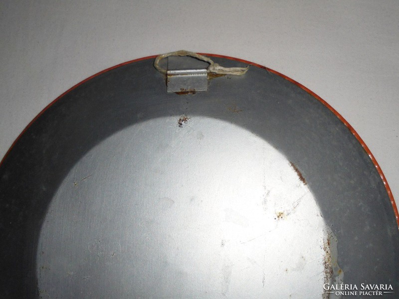 Retro festett fém lemez fali tányér dísztányér - 20 cm átmérő