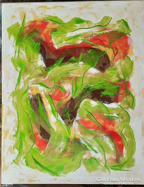 ZSM Absztrakt festmény: 40 cm/50 cm vászon, akril, festőkés - Selymes árnyak