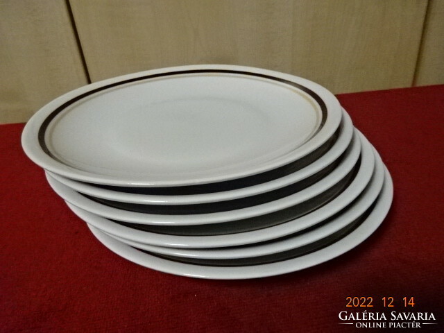 Alföldi porcelain small plate with a brown stripe, six pieces in one. He has! Jokai.