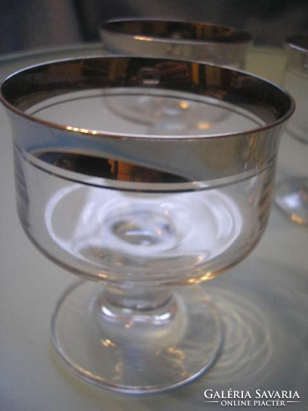 U7 antique thick silver rim ornate glass set with 4 pcs rarity curiosity