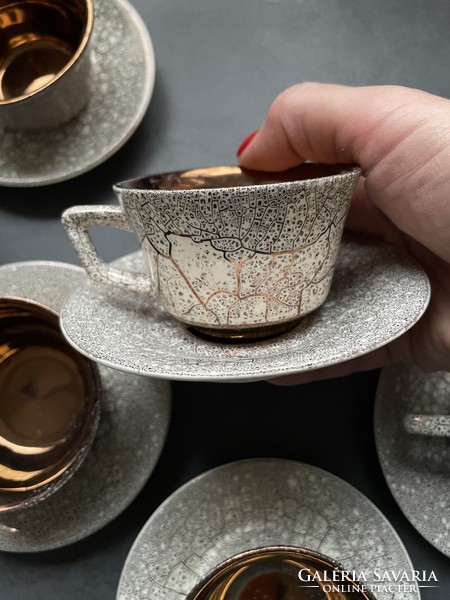 Special retro fs stas special stone pattern porcelain coffee set with bronze interior