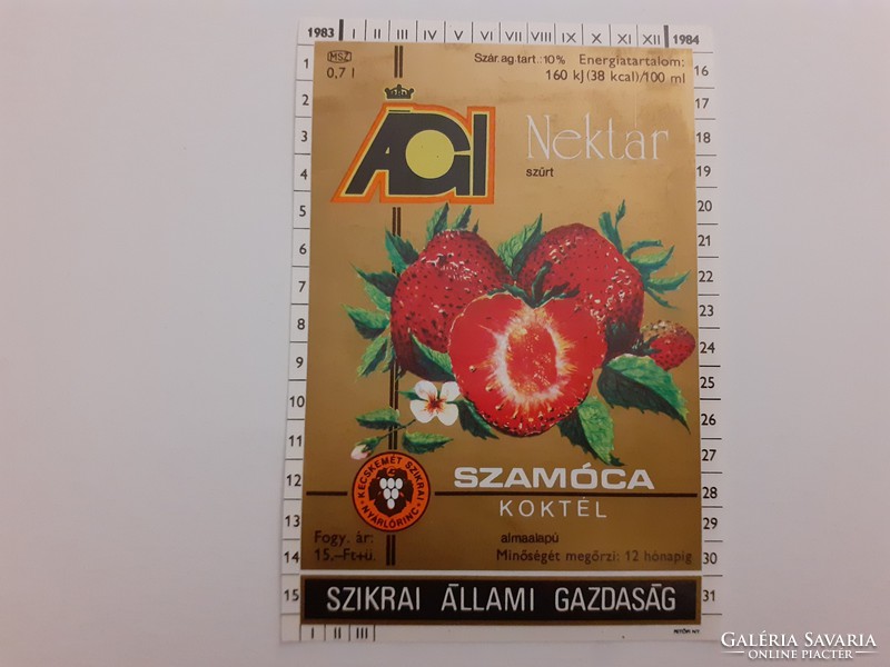 Retro syrupy glass label 1983 branch nectar strawberry cocktail label