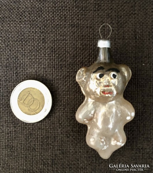 Régi antik  ,üveg  Karácsonyfadísz majom mackó