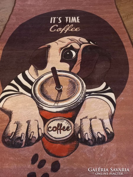 ÚJ! Mopsz kutya, coffee time szőnyeg 80x150 cm