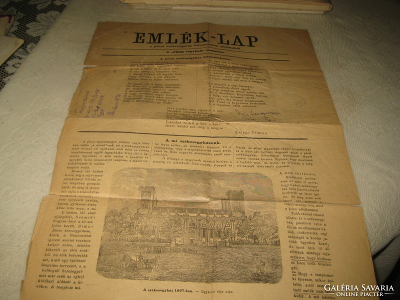 A   Pécsi Székesegyház  felszentelése alkalmából , megjelent Emlék- Lap 1891. jún. 22 . 30 x 40 cm