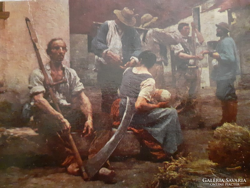 Régi képeslap 1918 Degi Gemälde vidéki életkép levelezőlap