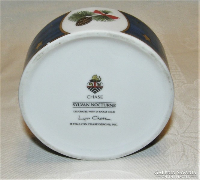 Karácsonyi porcelán  bonbonier - Ékszertartó - 24 k. arannyal díszítve