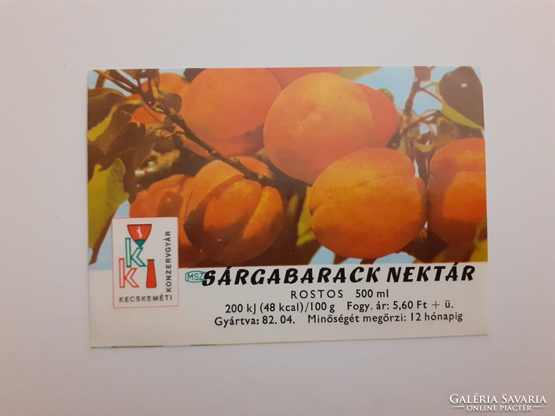 Retro syrupy glass label with 1982 apricot nectar label