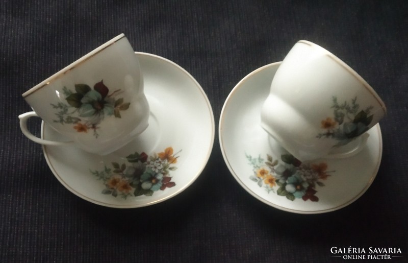 Porcelain tea cup + base, 2 sets, cluj