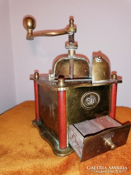 Antique brass coffee grinder
