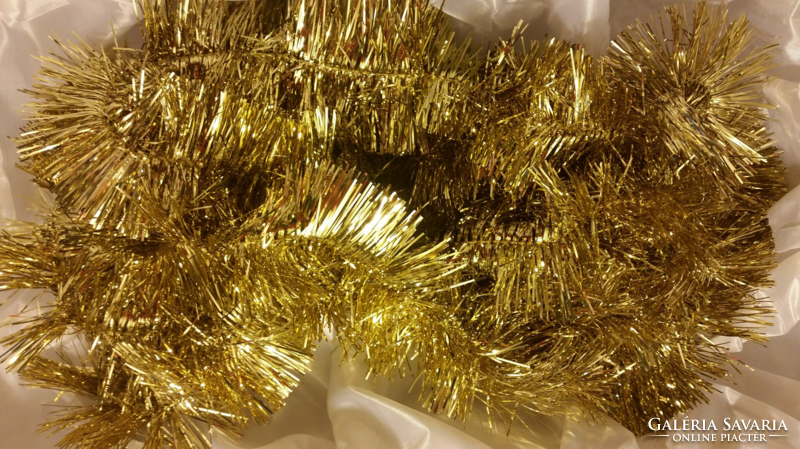 Régi arany színű boa, girland, karácsonyi dekoráció, mérete 270 cm