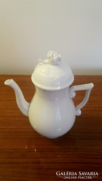 Old white Herend porcelain small coffee pot with mocha spout 15 cm