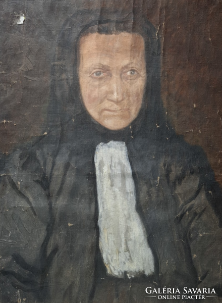 Portrait of an old lady - oil on canvas (full size 41x52 cm) female painter, daffinger hanna?