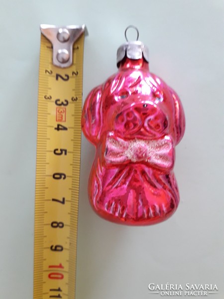 Old glass Christmas tree decoration dog shaped glass decoration pink puppy