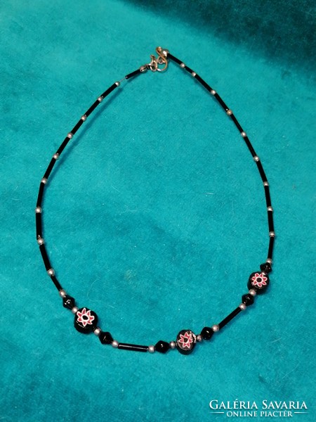 Black Millefiori Necklace (605)