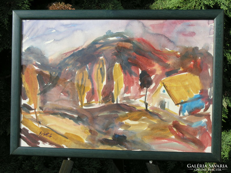 Őszi alkonyat - (Bánfi) - 30×43 cm akvarell!