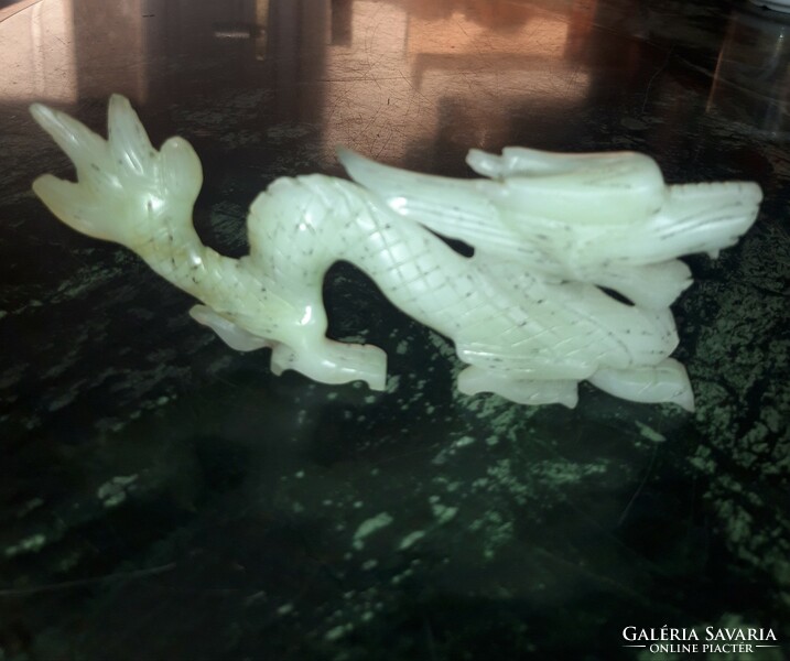 Carved jade dragon - statue