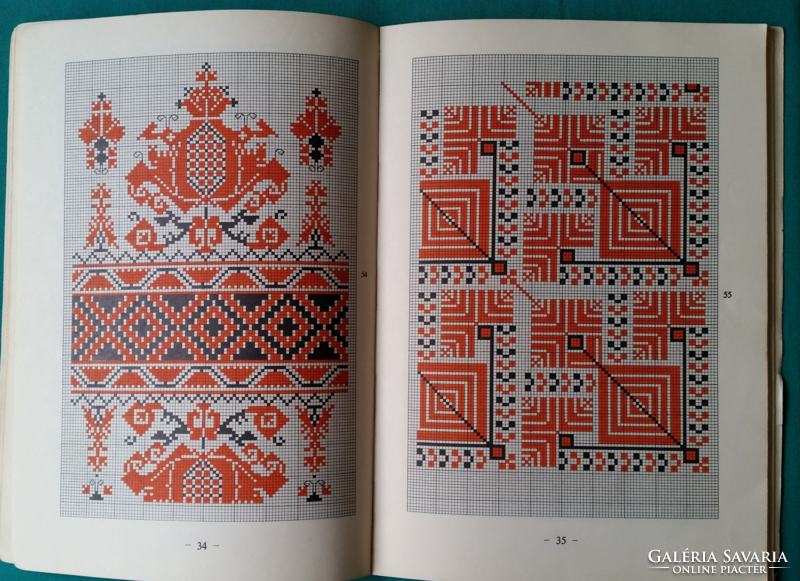Mária Kocsisné Sirmai: cross-stitch embroidery patterns from the Tisza region > embroidery, folk textiles