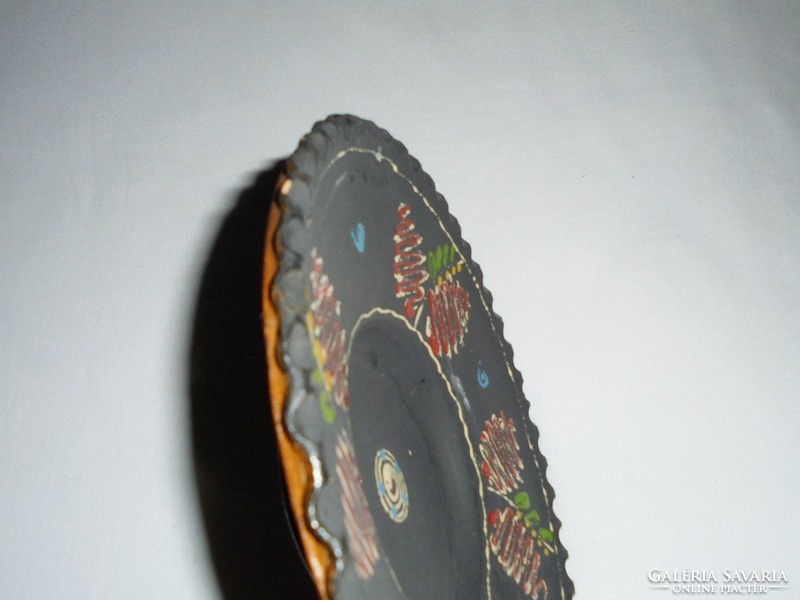 Festett kerámia falitál fali tál tányér dísztányér - 19.6 cm átmérő