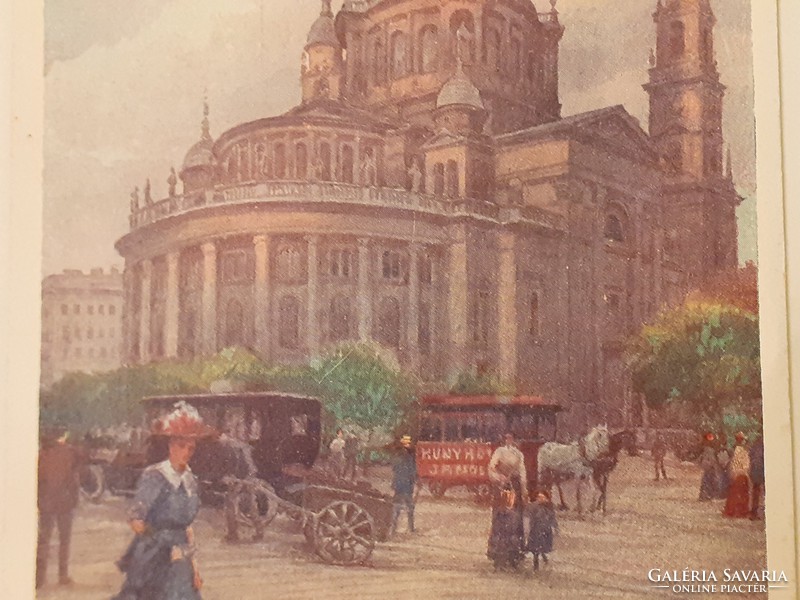 Régi képeslap Götczinger litográfia Budapest Bazilika levelezőlap