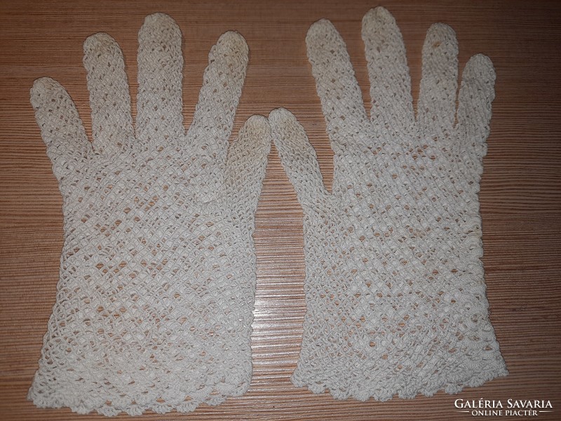 Vintage White Crocheted Wedding Gloves -