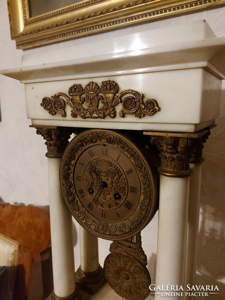 Antique empire marble wonderful fireplace clock!