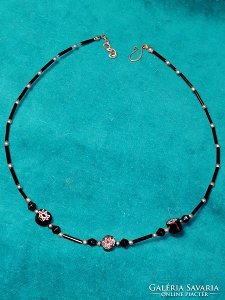 Black Millefiori Necklace (605)