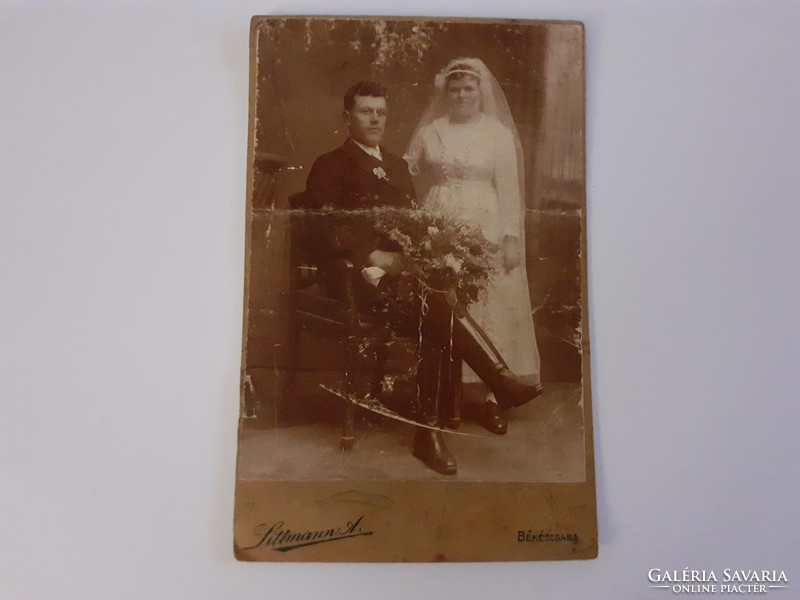 Antik esküvői fotó Littmann Adolf Békéscsaba műtermi fénykép