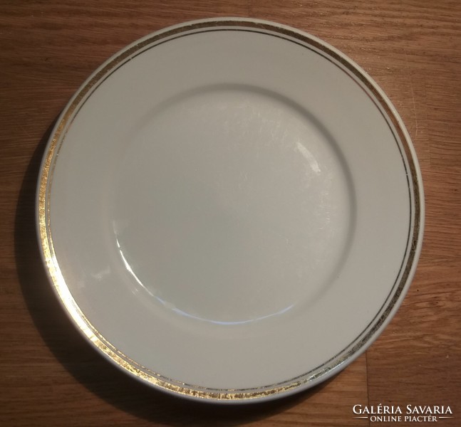 Zsolnay porcelain flat plate with gold stripes 24 cm