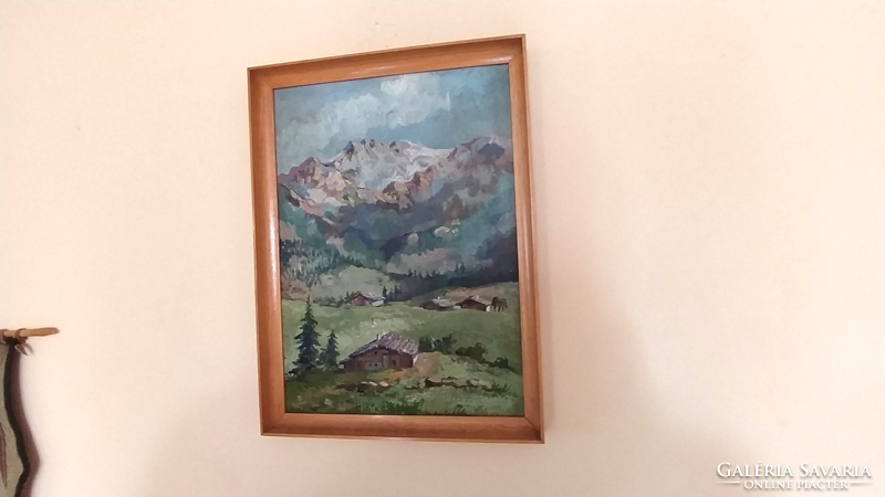 (K) mountain landscape painting h busse (hans busse?) 28X37 cm