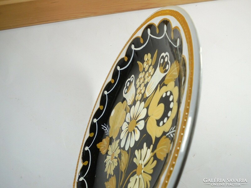 Old retro hand-painted wall plate hanging plate - granite Kispest cs.K.Gy - 24.3 cm diameter