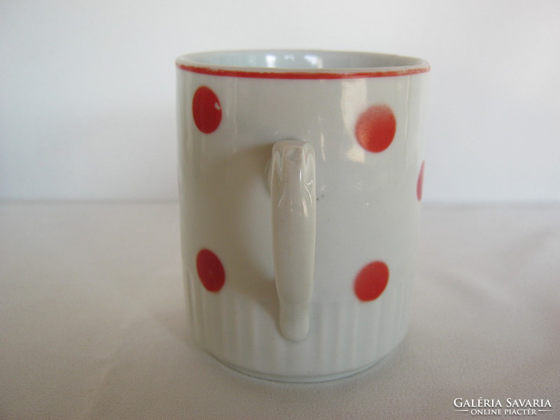 Zsolnay porcelain red polka dot skirt mug
