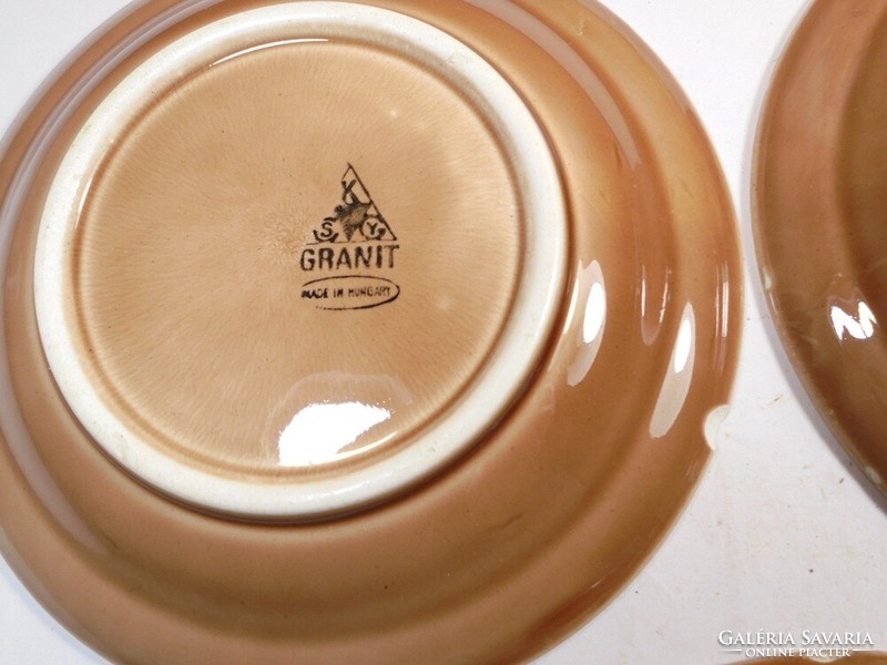 Small coffee mocha tea ceramic plate small plate - granite Kispest cs.K.Gy - 13.7 cm diameter - 4 pcs