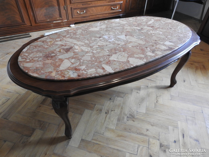 Oval goat leg marble coffee table