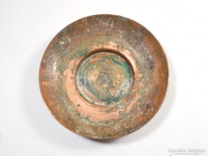 Retro régi Réz kistányér kicsi tányér tál hamutartó gyertyatartó - átmérő: 10 cm