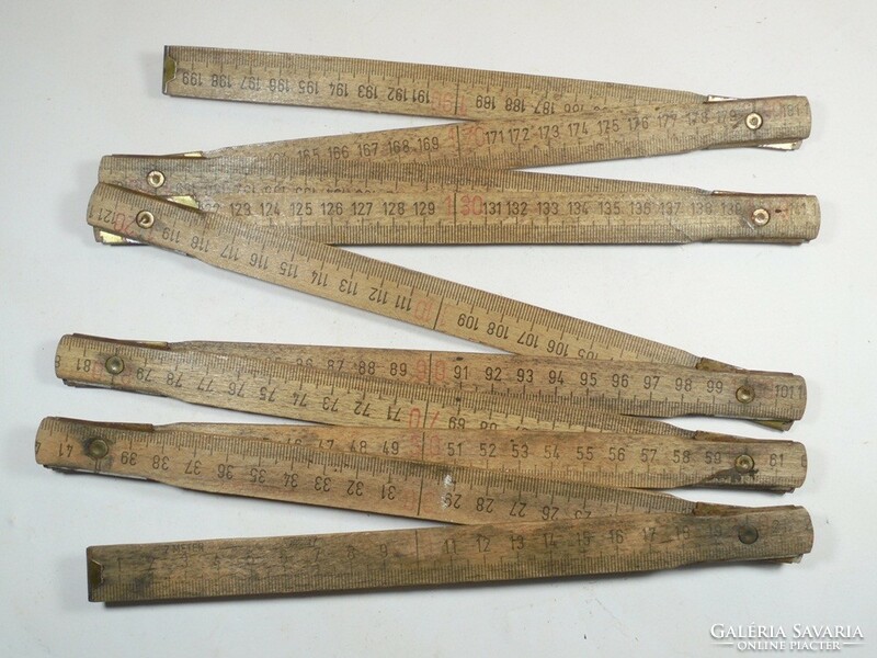 Retro old colstok colostok wooden measuring stick 2 meters - Croatian marking, Hungarian production