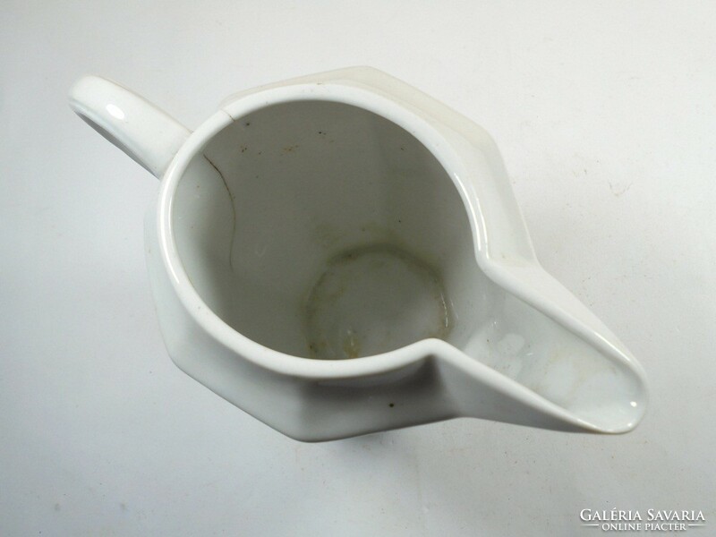 Antique old marked milk pouring spout - flower pattern - Kispest porcelain