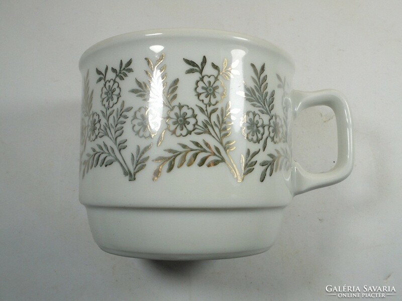 Retro old marked porcelain mug - flower pattern - Zsolnay porcelain pécs
