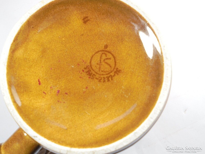 Retro old painted glazed marked ceramic beer beer mug cup convex pattern