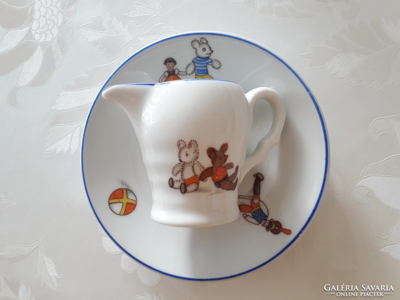 Retro fairy-tale patterned porcelain small spout milk spout with hussar teddy bear pattern