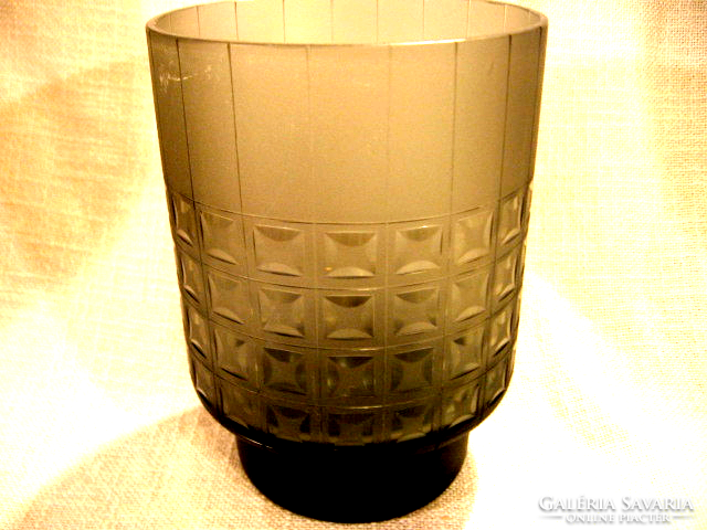Füst színű art deco művészi kristály váza
