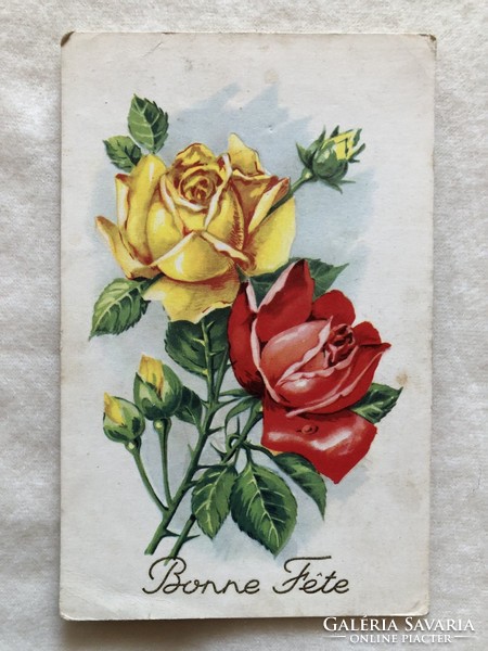 Antik, régi virágos képeslap                                         -2.