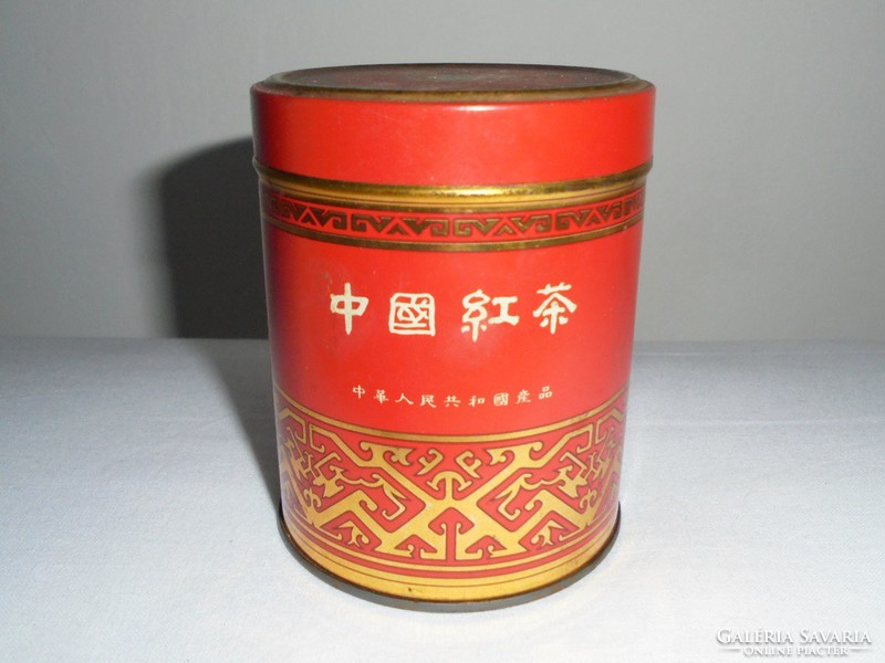 Retro Teás fémdoboz fém pléh doboz - Kínai, 1970-es évekből