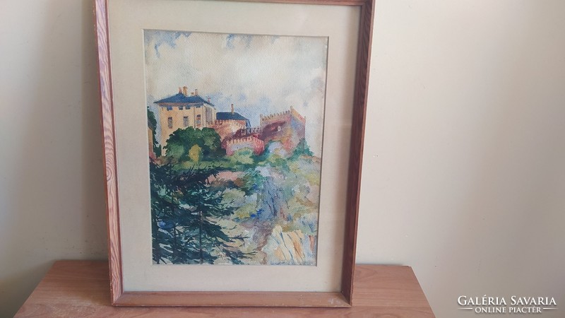 (K) beautiful watercolor painting 48x39 cm with frame kynga rabenstein (?) 40X50